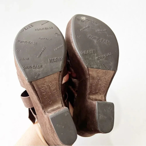 Kork Ease‎ Bronze Velvet Chunky Heel Sandals Women’s Size 6 Boho Sundance 70s - Picture 3 of 10
